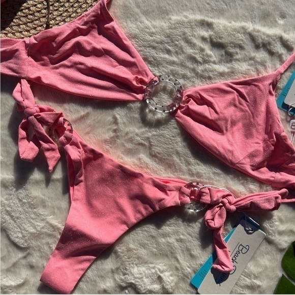 Beach Bunny Pink Glitter Front Ring Bikini Set - Picture 11 of 11